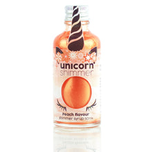 Load image into Gallery viewer, Peach flavour unicorn shimmer syrup
